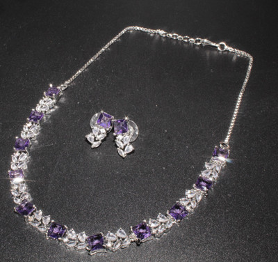 Gleamora Alloy Silver Blue Jewellery Set(Pack of 3)