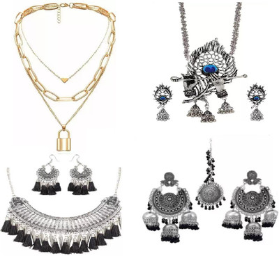 ZUKHRUF Oxidised Silver Silver, Gold-plated Silver, Gold Jewellery Set(Pack of 1)