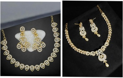 Rhymee Alloy Gold-plated White Jewellery Set(Pack of 1)