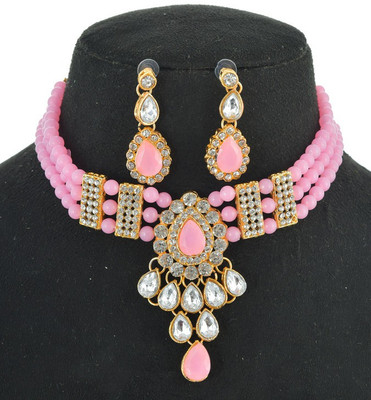 GEODE DELIGHT Zinc Pink Jewellery Set(Pack of 3)