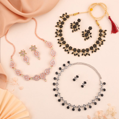 brado jewellery Brass Gold-plated Rose Gold, Gold, Silver Jewellery Set(Pack of 3)