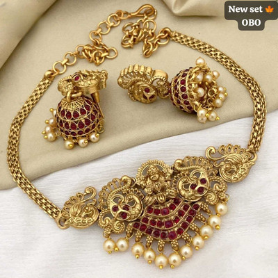 Gyaan Jewels Alloy Gold-plated Red Jewellery Set(Pack of 2)