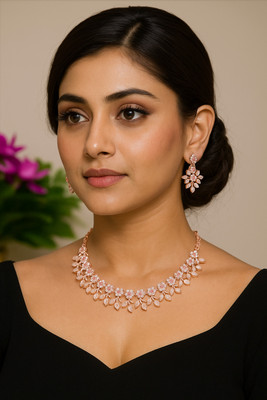 Queen Art Alloy Pink Jewellery Set(Pack of 1)