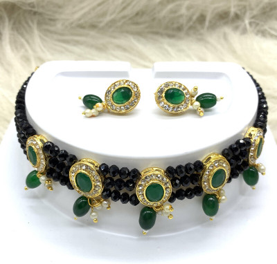 GEODE DELIGHT Brass Black Jewellery Set(Pack of 3)