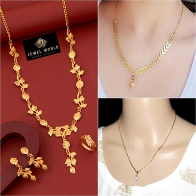 Jewel WORLD Brass, Alloy Gold-plated Gold, Black Jewellery Set(Pack of 1)