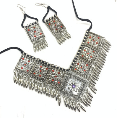 GEODE DELIGHT Oxidised Silver Silver Jewellery Set(Pack of 3)