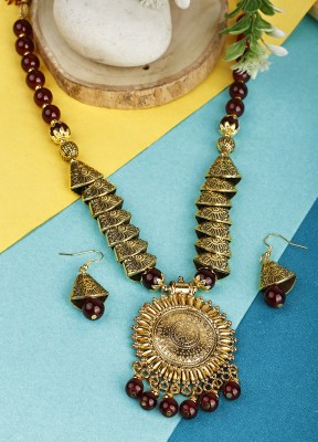 sunhari jewels Alloy Maroon Jewellery Set(Pack of 1)