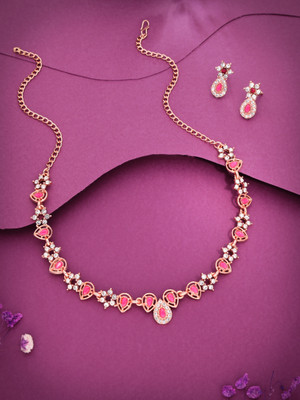 Alasca Brass Gold-plated Rose Gold, Pink Jewellery Set(Pack of 1)