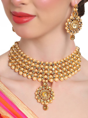 KLASSIC JEWELS Alloy Gold-plated Gold Jewellery Set(Pack of 1)