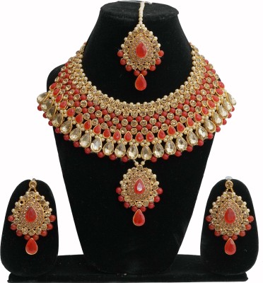 ARTZEN Mother of Pearl Gold-plated Red Jewellery Set(Pack of 1)