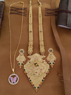 Shree Fashions World Brass Gold-plated Gold Jewellery Set(Pack of 1)