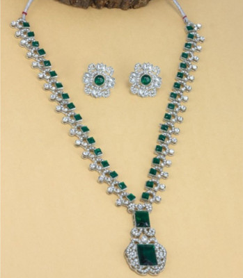 TWOLOVER Alloy Rhodium Green Jewellery Set(Pack of 1)