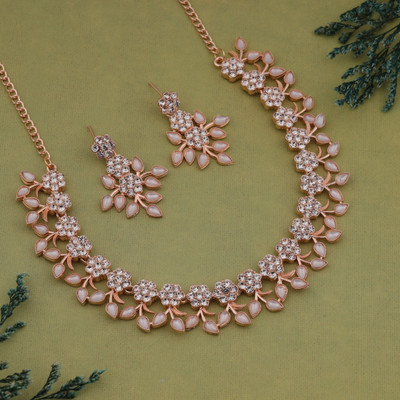 Alasca Brass Gold-plated Rose Gold, White Jewellery Set(Pack of 1)