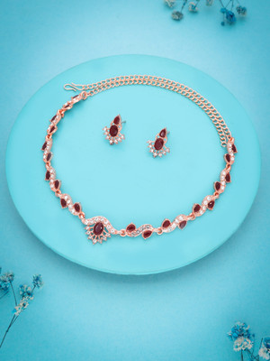 Vedda Brass Gold-plated Rose Gold, Maroon Jewellery Set(Pack of 1)
