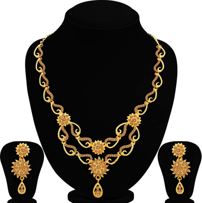 Sukkhi Alloy Gold-plated Brown Jewellery Set(Pack of 1)
