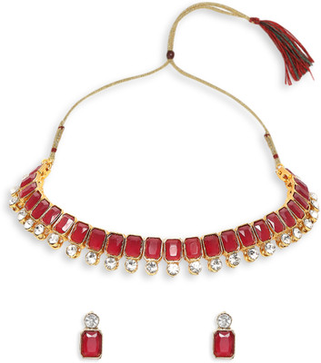 Oomph Alloy Gold-plated Red, Red, White Jewellery Set(Pack of 2)