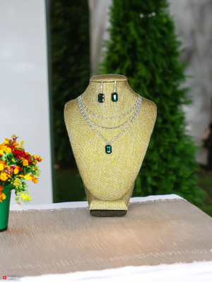 ORUKA Alloy Sterling Silver Green Jewellery Set(Pack of 1)