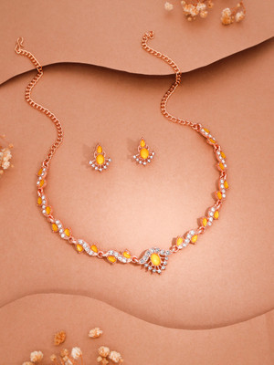 Vedda Brass Gold-plated Rose Gold, Yellow Jewellery Set(Pack of 1)