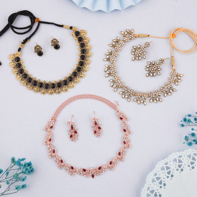 brado jewellery Brass Gold-plated Multicolor Jewellery Set(Pack of 3)