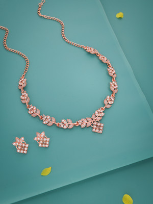 Alasca Brass Gold-plated Rose Gold, Grey Jewellery Set(Pack of 1)