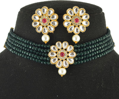 GEODE DELIGHT Alloy Gold-plated Green Jewellery Set(Pack of 1)