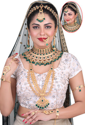 SHIVSHAKTI Alloy Gold-plated Green Jewellery Set(Pack of 7)