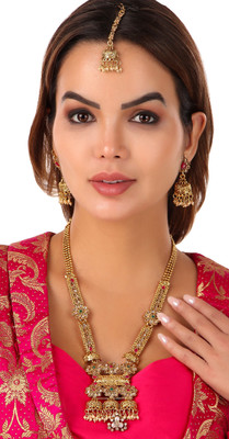 MANSIYAORANGE Copper Gold-plated Red Jewellery Set(Pack of 4)
