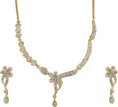 Rhymee Alloy Gold-plated White Jewellery Set(Pack of 1)