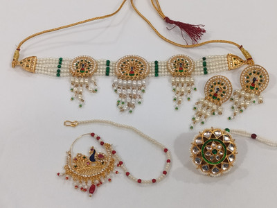 Aaruhi Creation Alloy Gold-plated Gold Jewellery Set(Pack of 3)