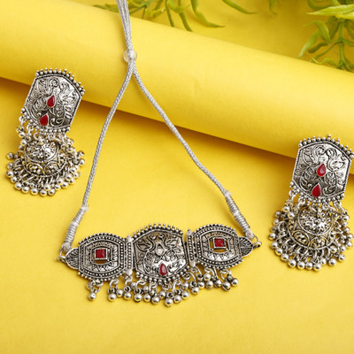 Opus Gems Alloy Maroon, Silver Jewellery Set(Pack of 1)