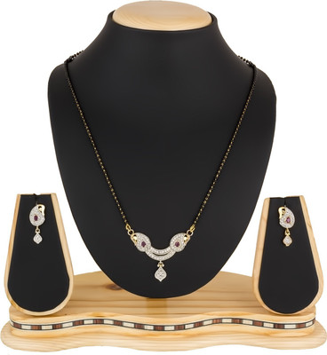 AADITA Alloy Gold-plated Pink, Silver Jewellery Set(Pack of 1)