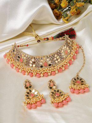 Sukkhi Alloy Gold-plated Pink Jewellery Set(Pack of 4)
