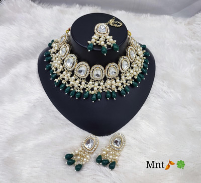 Gyaan Jewels Alloy Gold-plated Green Jewellery Set(Pack of 2)