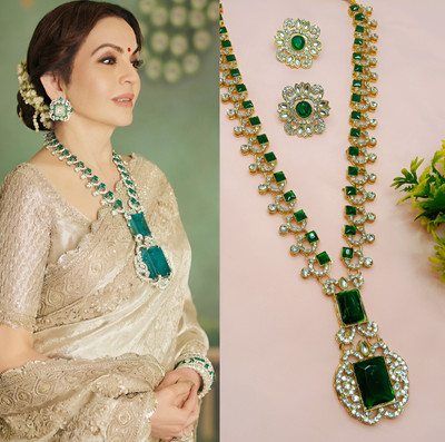 Imitako Ejiji Alloy Gold-plated Green Jewellery Set(Pack of 1)