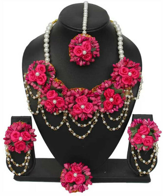 style revolver Fabric Pink Jewellery Set(Pack of 1)