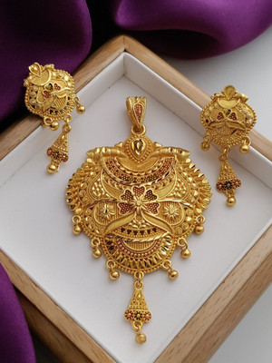 Univers Fashion Trends Gold-plated Agate Brass Pendant Set