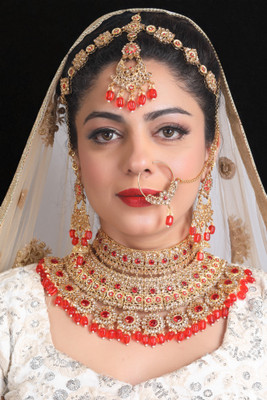 Tulsi Art Jewels Alloy Gold-plated Red Jewellery Set(Pack of 4)