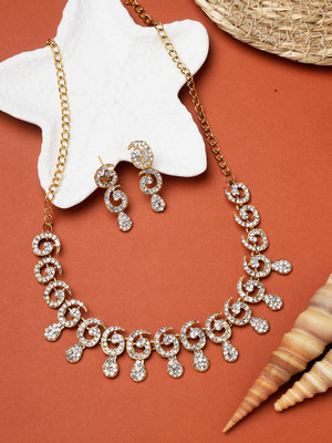 Jewels Capital Alloy Gold-plated Gold, White Jewellery Set(Pack of 1)