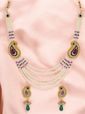 Jewels Capital Alloy Gold-plated White, Green, Purple Jewellery Set(Pack of 1)