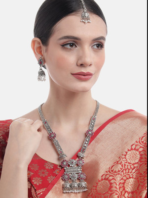 MANSIYAORANGE Copper Sterling Silver Red Jewellery Set(Pack of 4)