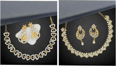 Rhymee Alloy Gold-plated Multicolor Jewellery Set(Pack of 2)