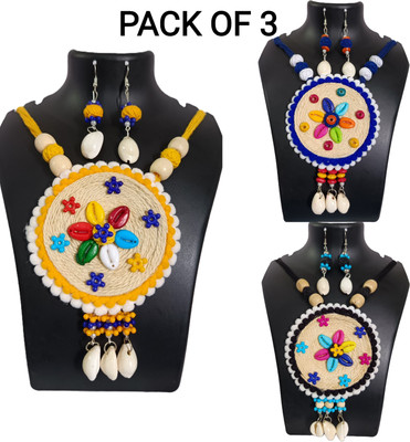 Loknath Handcraft Jute Multicolor Jewellery Set(Pack of 3)
