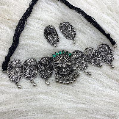 GEODE DELIGHT Oxidised Silver Silver Jewellery Set(Pack of 3)