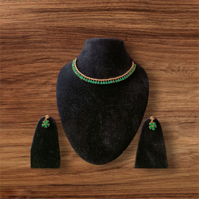 ORUKA Brass Gold-plated Green Jewellery Set(Pack of 1)