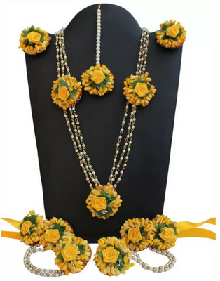 style revolver Fabric Yellow Jewellery Set(Pack of 1)