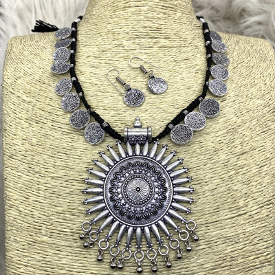 GEODE DELIGHT Oxidised Silver Silver Jewellery Set(Pack of 3)