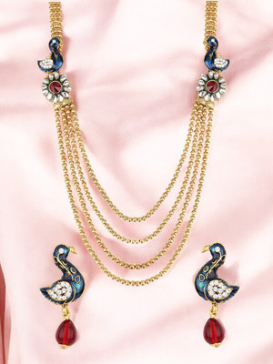 JEWELS GURU Alloy Gold-plated Maroon, Blue, White, Multicolor Jewellery Set(Pack of 1)