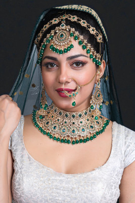 Tulsi Art Jewels Alloy Gold-plated Green Jewellery Set(Pack of 4)