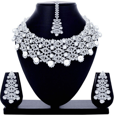 R A Enterprises Alloy Rhodium White Jewellery Set(Pack of 1)