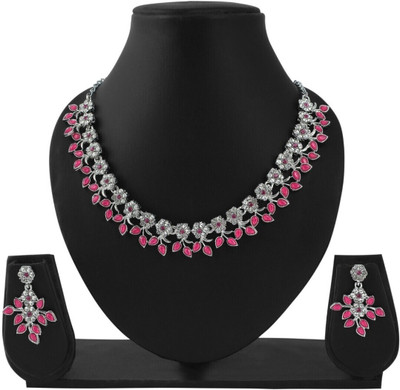 Rukma Alloy Pink, Silver Jewellery Set(Pack of 1)